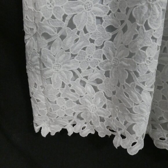 LOFT | 00P | Elegant White Floral Lace Mini Dress - Picture 13 of 14